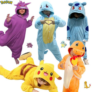 Pokemon Gengar Snorlax Charmander Onesie Kigurumi Crianças Squirtle Pikachu Cosplay Traje Pijama