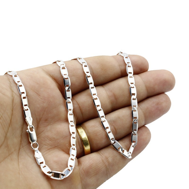 Detalhes do Corrente de prata 925 masculina piastrine diamantada 60cm 4,5mm