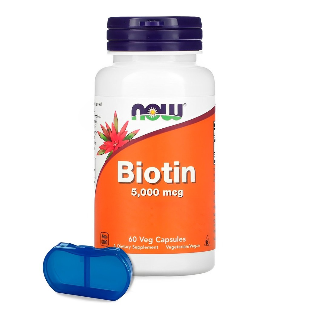 Biotina 5000mcg Now Foods 60 Cáps + Porta Cápsulas - Health