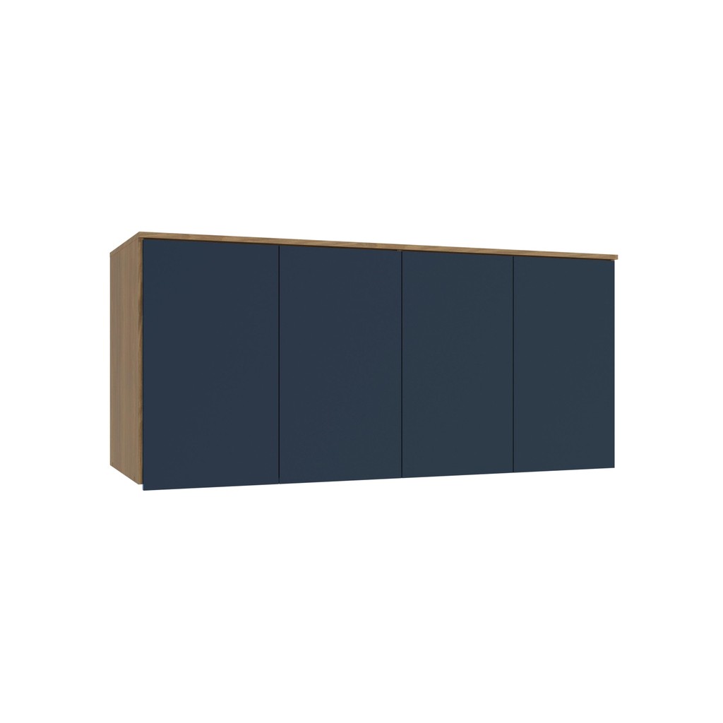 Armário Aéreo 4 Portas Kappesberg Adapt Nogueira/Azul Profundo 155cm em Oferta na Shopee