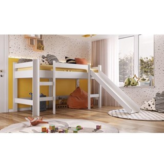 Cama Infantil Elevada com Escorregador Playground Branco em Oferta na Shopee