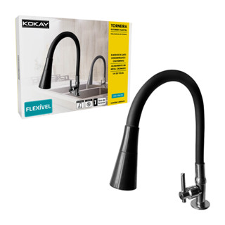 Torneira Premium Line Gourmet Cozinha Mesa Bancada Pia Flexível Preta Metal + Abs Super registente em Oferta na Shopee