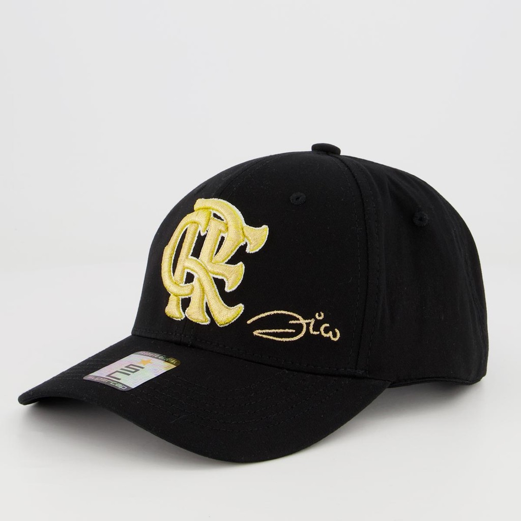 Boné Flamengo Zico Preto e Dourado em Oferta na Shopee