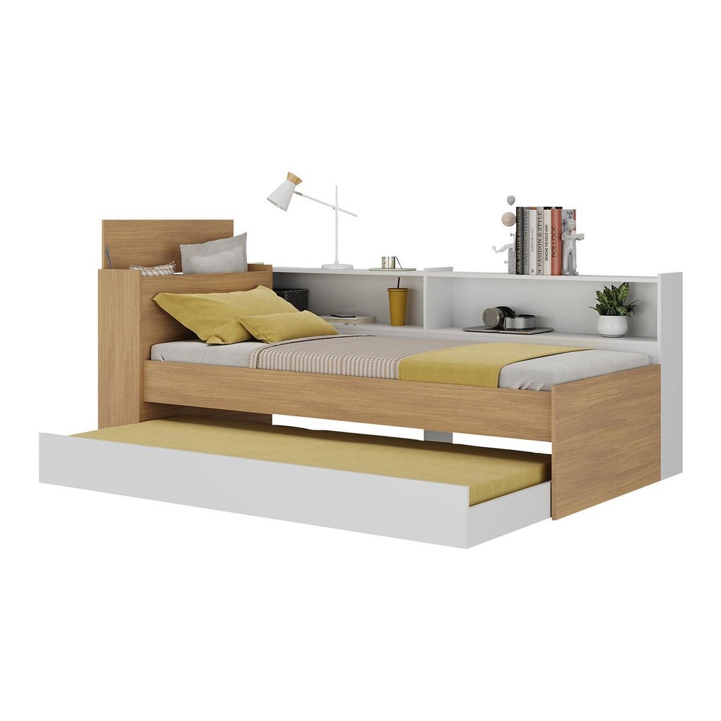 Bicama de Solteiro para Colchão 188 x 78cm com Baú e Prateleira Multimóveis MP4256 em Oferta na Shopee