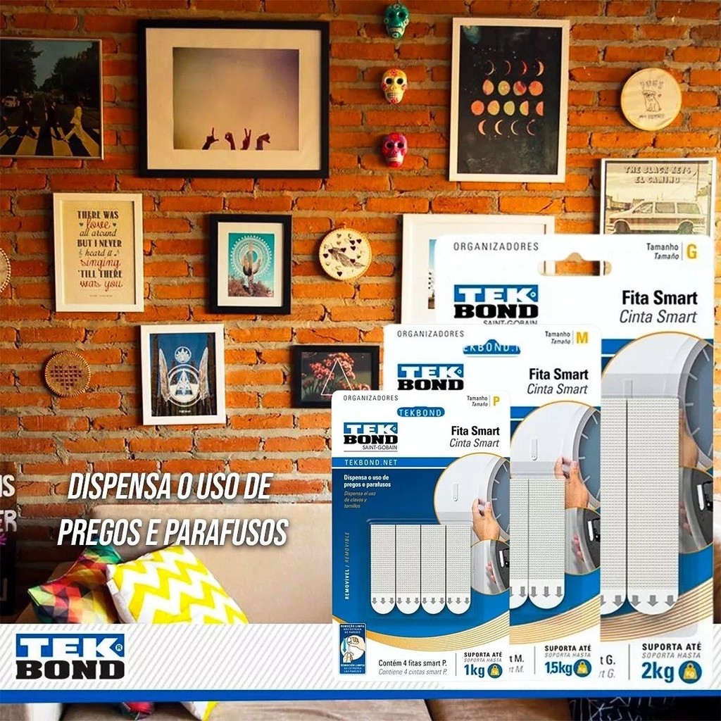 Fita Dupla Face Smart Fixa Quadro P M G Suporta Até 2kg Tekbond ÇÂO · foto 2
