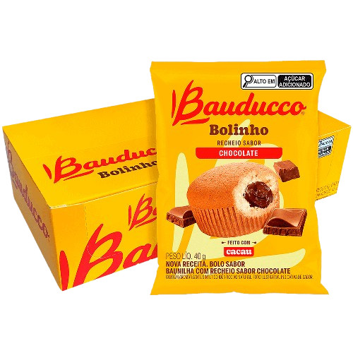 Bolinho Baunilha Com Recheio de Chocolate Bauducco Caixa 16 Unidades 40g