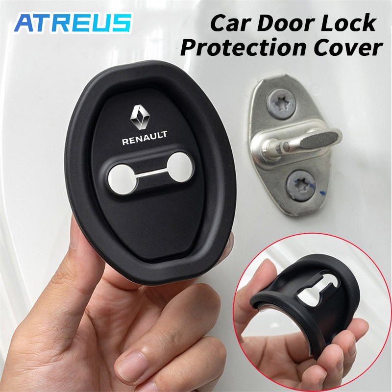 4 Peças Renault Tampa De Proteção Da Fechadura Da Porta Do Carro Anticolisão Em De Silicone Para Renault Kwid Duster Oroch Kardian Megane 2 Sandero ZOE Clio Fluence Logan Captur Scenic Kiger Koleos