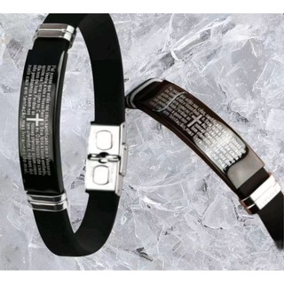 Moda Pulseira Preta Ajustável com Elos de Borracha Resistente para Homens