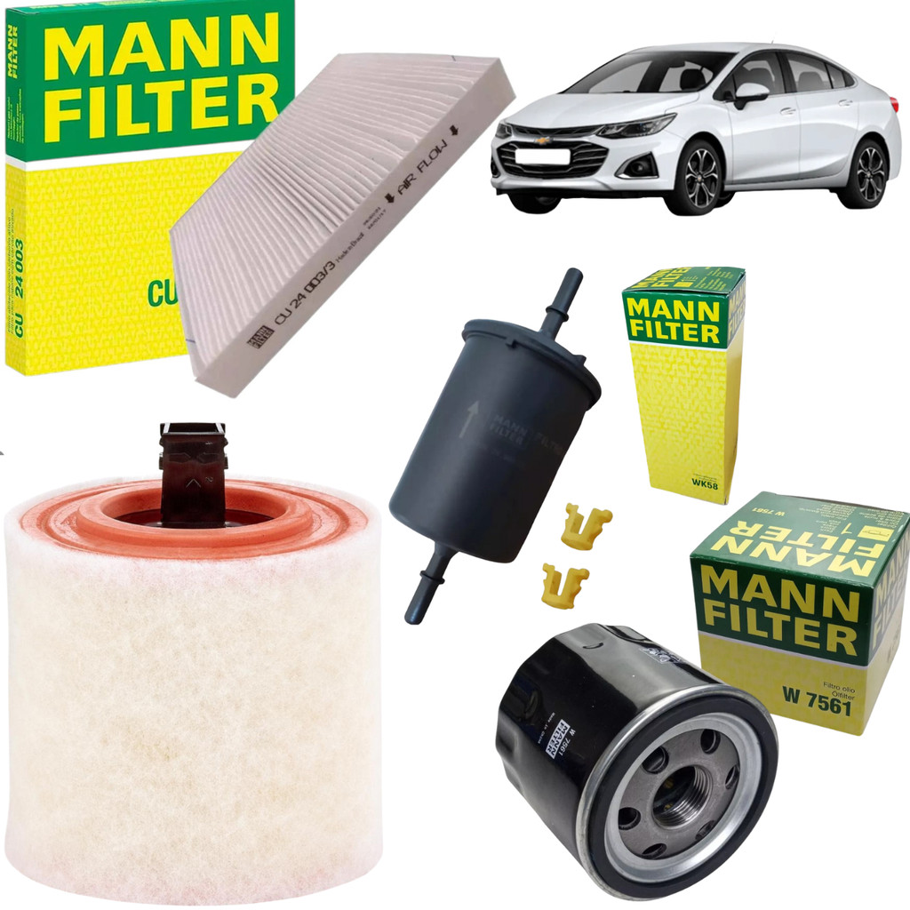 Kit De Filtro Mann Filter Ar Oleo Combustivel Cabine Cruze Turbo 1.4 16v 2016 A 2025