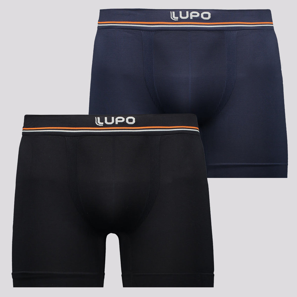 Kit de 2 Cuecas Boxer Lupo Blue Nights e Preta em Oferta na Shopee