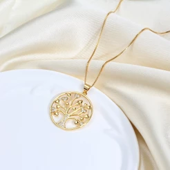 Colar Feminino Requintado Colar árvore Da Vida Para Mulheres Pingente Banhado a Ouro 18k Colar De Ouro Oxidado Para Mulheres Luxuoso E Requintado