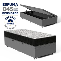 Cama Box Baú com Colchão de Espuma D45 Ortobom Airtech 150 Solteiro 88cm