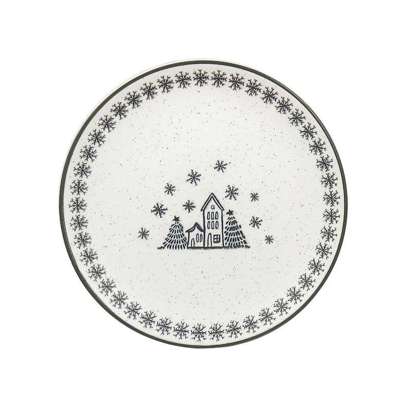 Jogo de 6 Pratos Sobremesa 20 cm Oxford Vilarejo De Natal em Oferta na Shopee