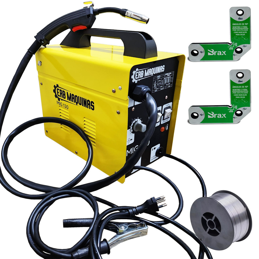Maquina Solda Aparelho Mig130 Sem Gás Erbmaquinas + 2 Esquadros em Oferta na Shopee