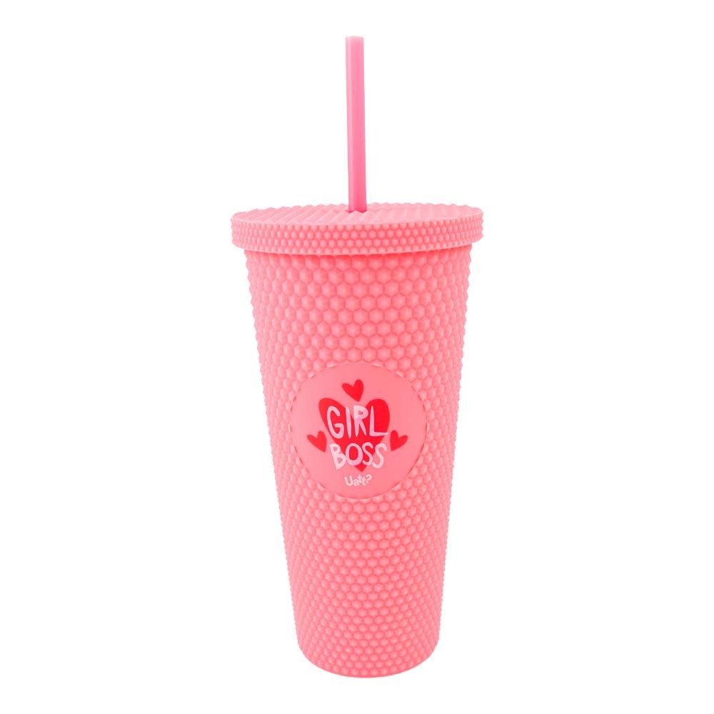 COPO COM CANUDO TEXTURIZADO 700ML GIRL BOSS ROSA FOSCO UATT