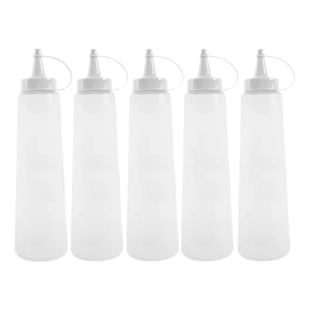Kit 5 Bisnaga Para Molhos e Condimentos Restaurantes Cozinhas e Lanchonetes