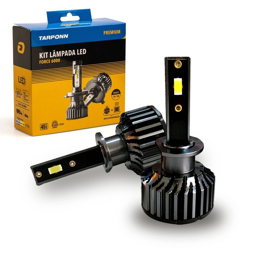 Kit Lâmpada Led Force 6000k H1 45w 9000 Lm 12v 24v Tarponn em Oferta na Shopee