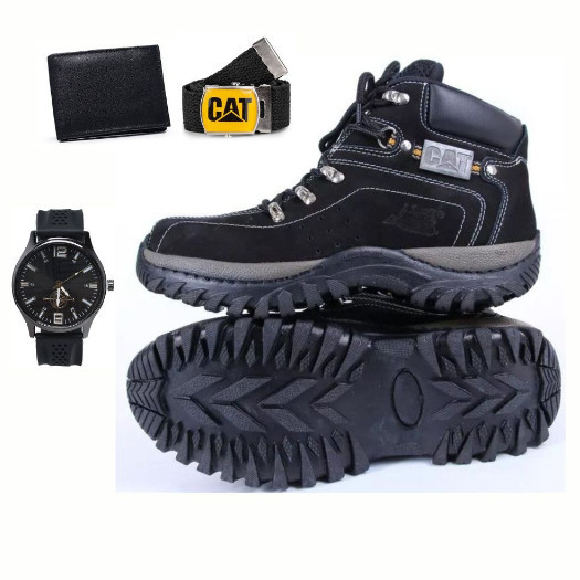 Bota Coturno Masculina Caterpillar  Carteira  Cinto em Oferta na Shopee