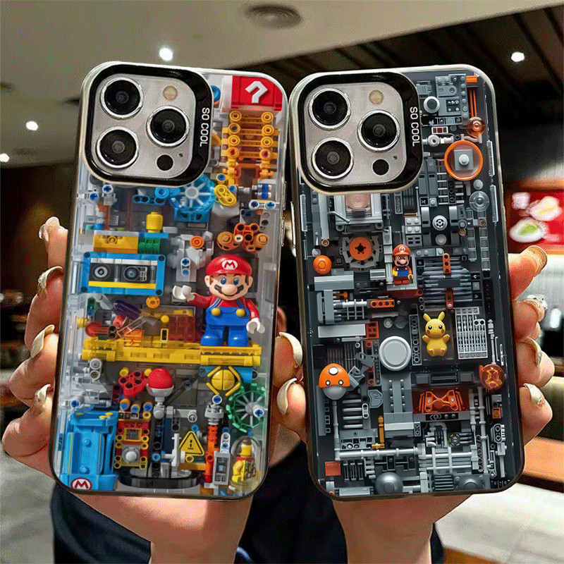 Capinha Capa de Anti queda fosco Padrão do Super Mário Aplica-se a IPhone XR 11 12 13 14 15 16 PRO MAX 14 15 16 PLUS