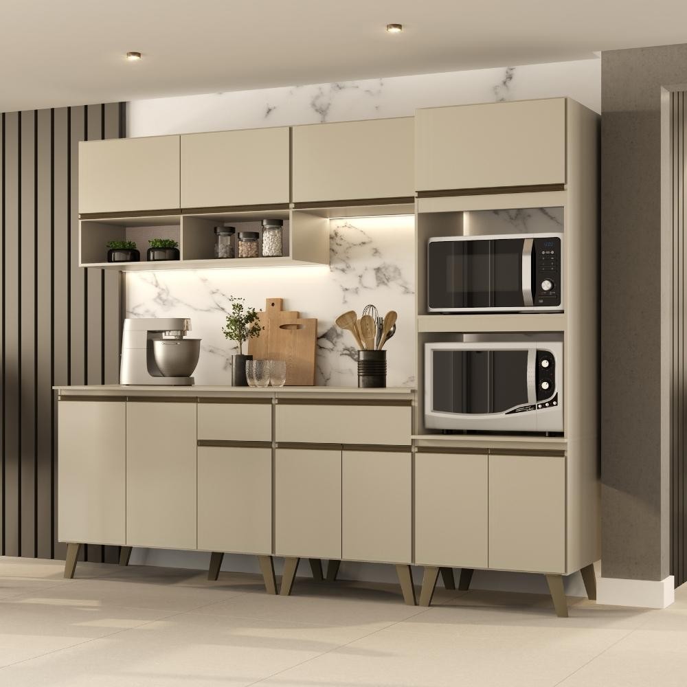 Armário de Cozinha Completa Atlanta Studio Amêndoa em Oferta na Shopee