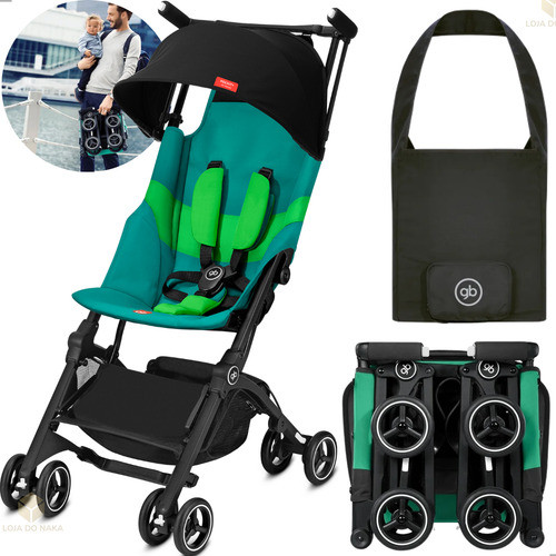 Kit Carrinho De Bebê Passeio GB Pockit+ All-terrain Laguna Blue Com Bolsa De Transporte