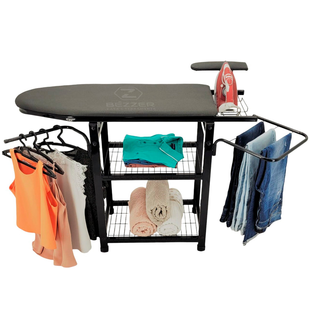 Tábua de Passar Roupa Mesa Multiuso Extra forte  com Passa Manga Porta Ferro Base Fixa ou Dobrável em Oferta na Shopee