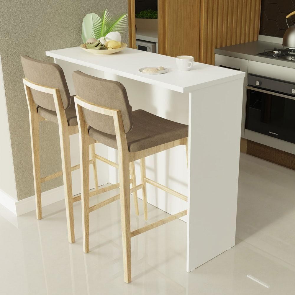Bancada Ilha Para Cozinha 120 Cm Branco Madesa Branco em Oferta na Shopee