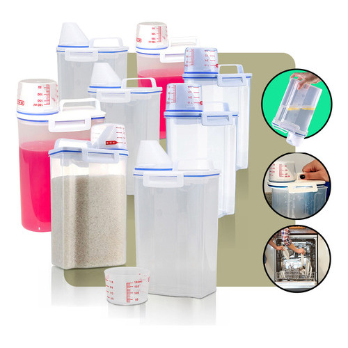 Kit 8 unids Pote Mantimentos Hermetico Premium Armazenamento 2,5L Tampa Transparente
