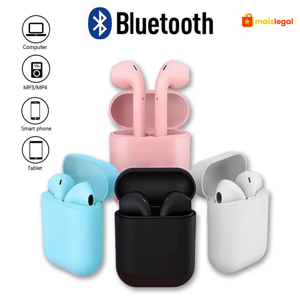 Fone Intra-Auricular Sem Fio Bluetooth i12 Tws Inpods Macaron em Oferta na Shopee
