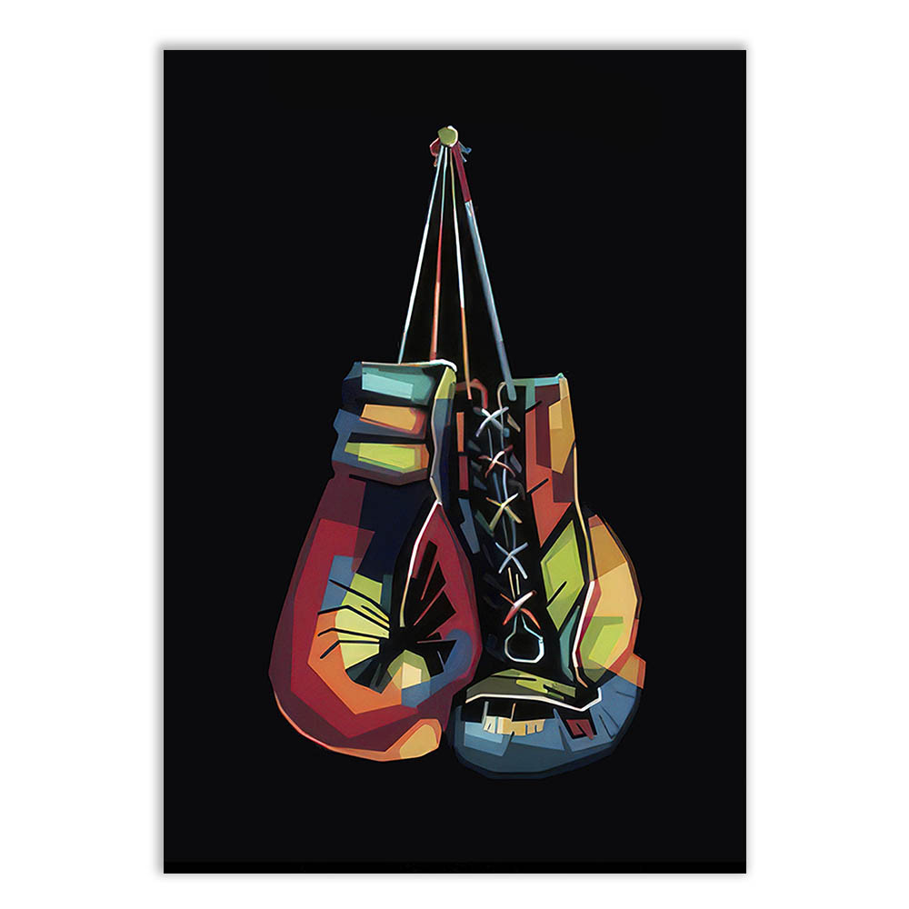Placa Decorativa Luvas De Boxe Ilustração Colorida Decoração Poster Quarto Sala