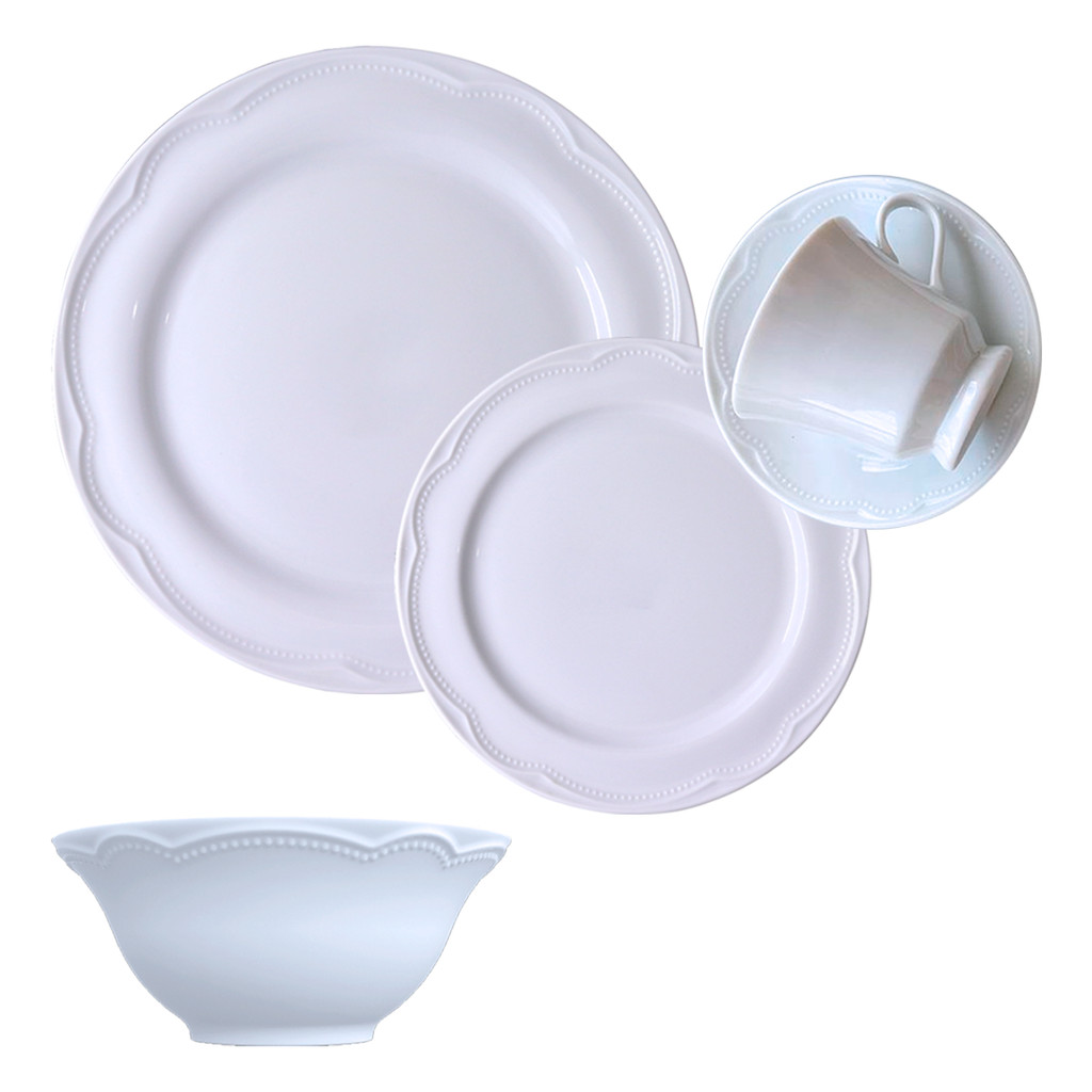 Jogo Jantar C/ Bowl Cottage 20 Peças Porcelana Germer 4 Pessoas
