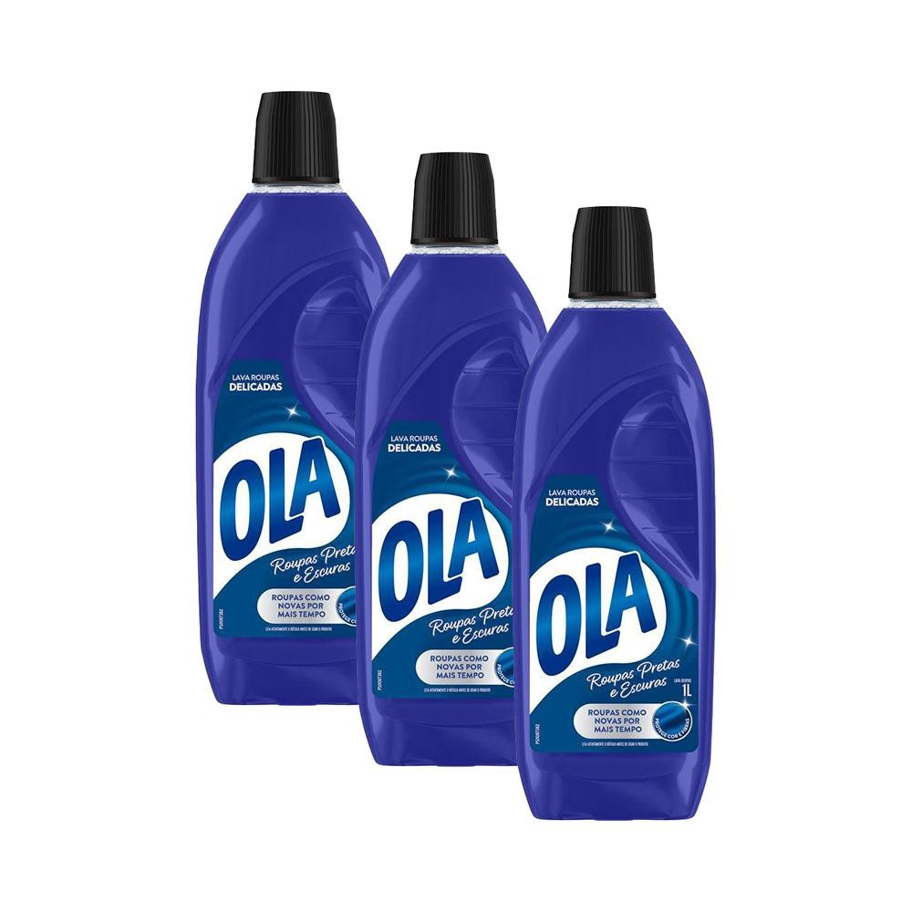 Kit com 3 Lava Roupas Ola Roupas Pretas 1L Cada - Home & Living