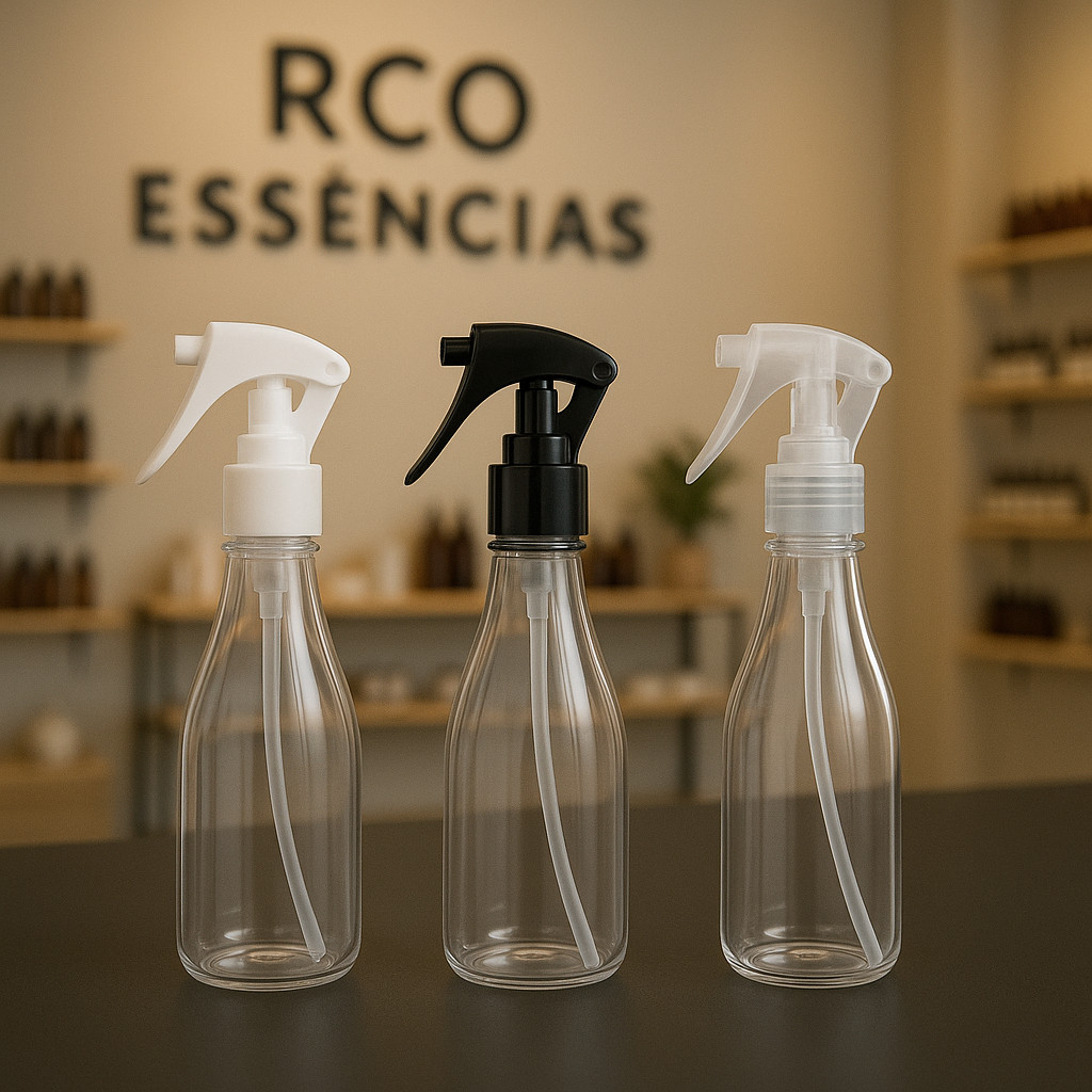 Frasco PET Champagne 200ml com Válvula Spray Mini Trigger 24/410 | Unitário ou Kit c/ 3 Unid.