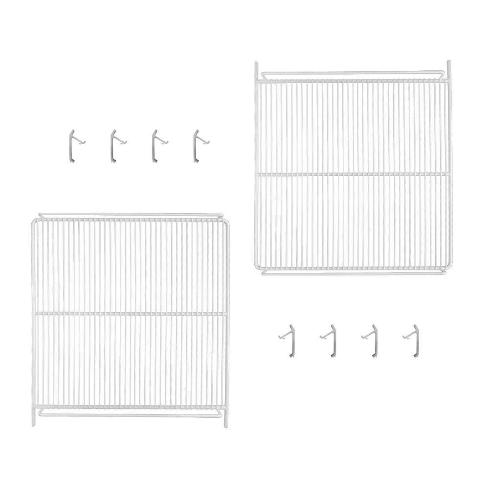 Kit - 2 Prateleiras Grade Branca Visa Vn50 Vb52 Vf50 + 8 Ganchos Suporte - Metalfrio