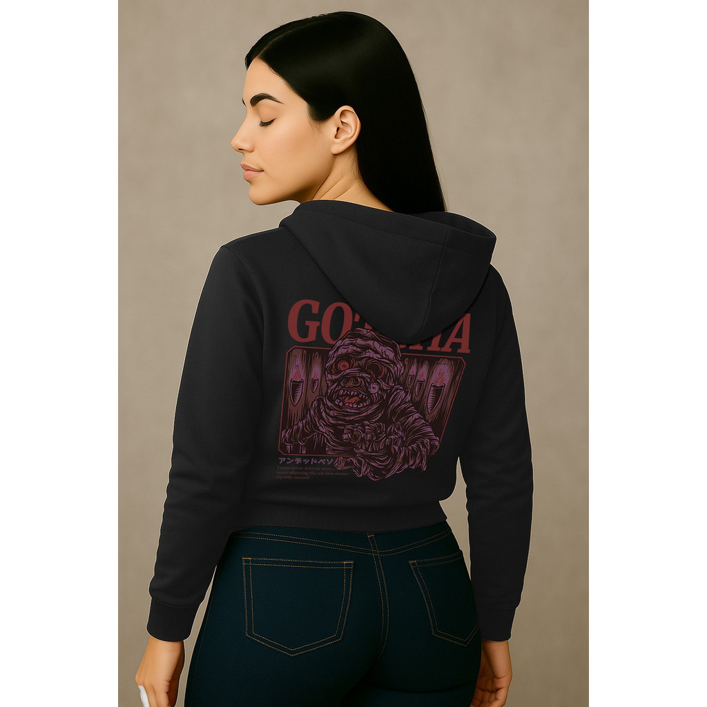 Moletom Feminino Canguru Com Capuz Estampado Monstro Gotcha FOX