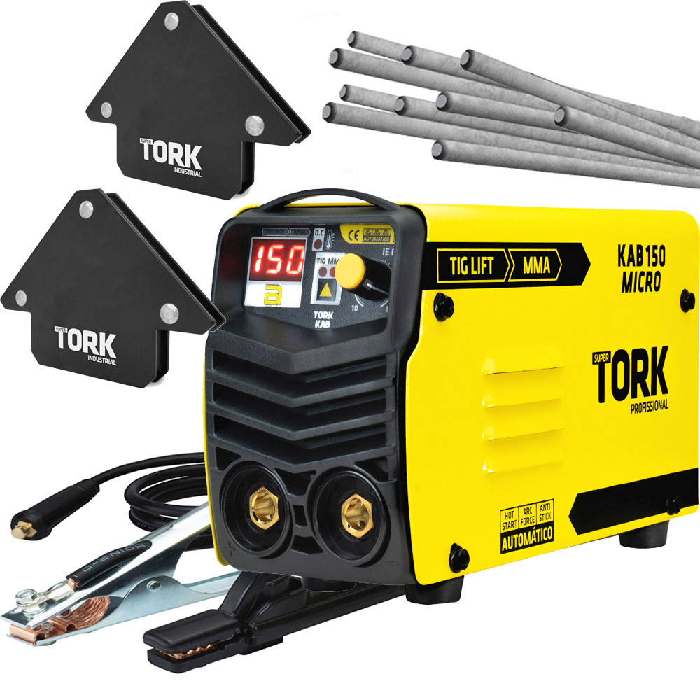 Maquina Inversor Solda 150a + 2 Esquadros 1kg Eletrodo Tork - Home & Living