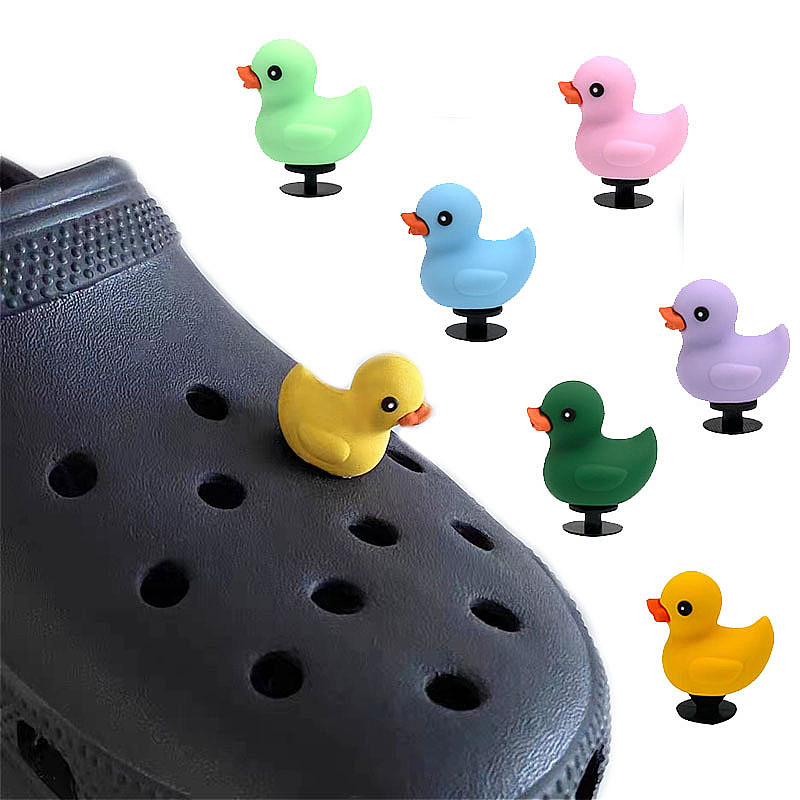Botões de decoração DIY de patinhos em seis cores, pingente de botão, acessórios de charme para sapatos