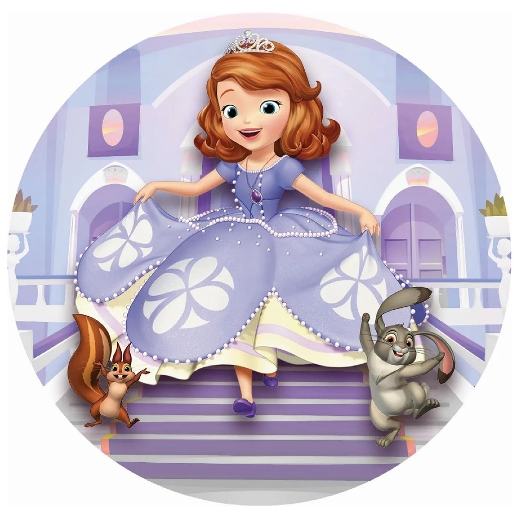 Capa Painel Sublimado Redondo Prin Sofia 50x50 Festa Desenho Castelo Festa Aniversario Princesas Veste Facil em Oferta na Shopee