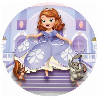 Capa Painel Sublimado Redondo Prin Sofia 50x50 Festa Desenho Castelo Festa Aniversario Princesas Veste Facil em Oferta na Shopee