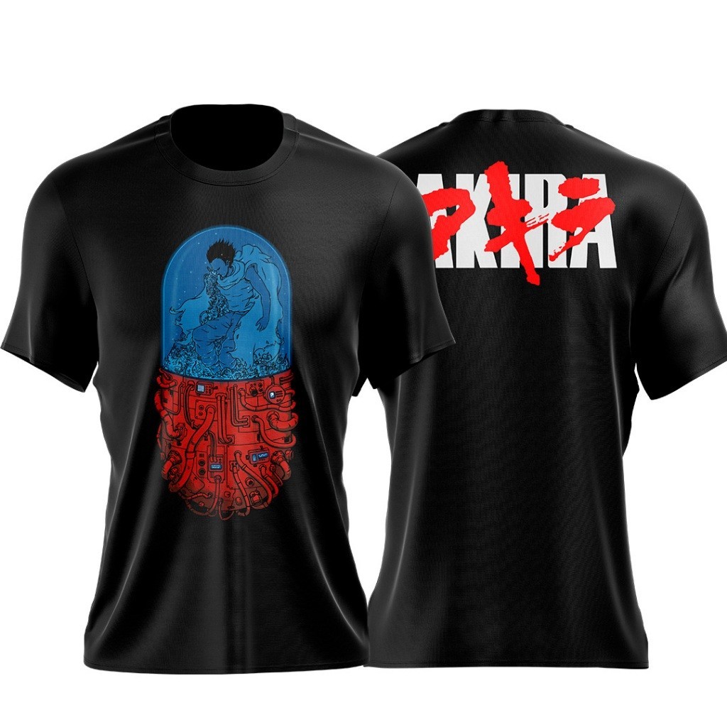 Camiseta Masculina Feminina Oversized Estampa Akira Projeto de Moto Anime Frente e Verso Streetwear, Camiseta Unissex