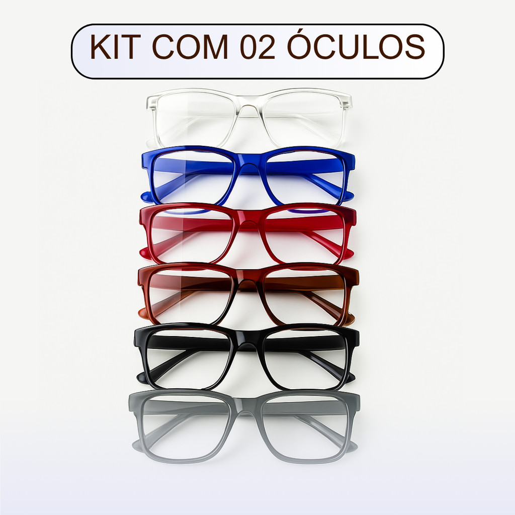 Kit com 2 Óculos de Grau para Leitura / Trabalho / Descanso Unissex - Escolha a Cor e Grau 0.5 - 5.0 em Oferta na Shopee
