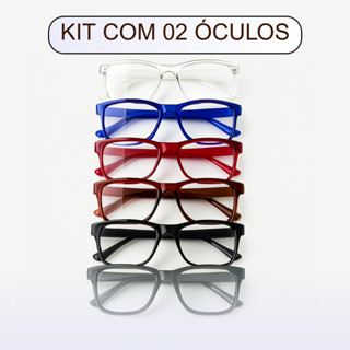 Kit com 2 Óculos de Grau para Leitura / Trabalho / Descanso Unissex - Escolha a Cor e Grau 0.5 - 5.0 em Oferta na Shopee