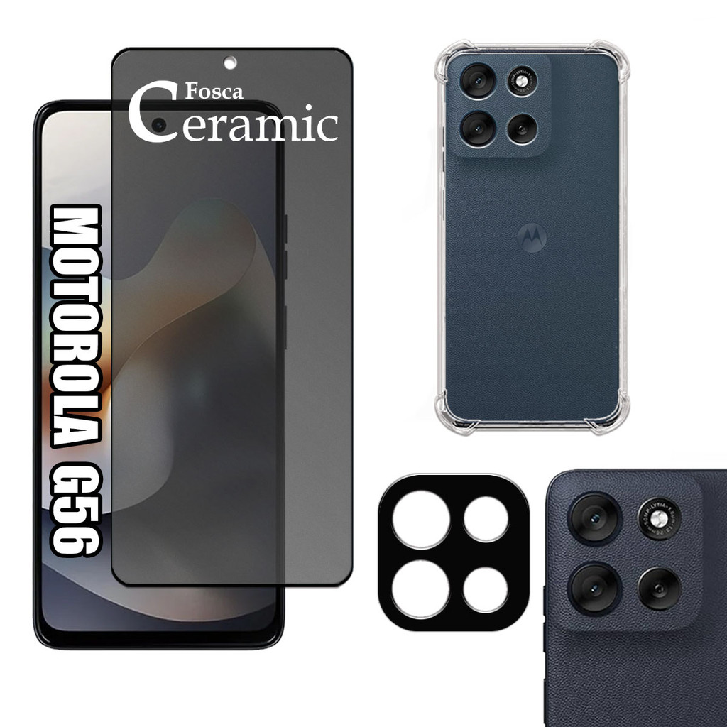 KIT Para Motorola G56 - Película de Privacidade Fosca 9D - Capa - Câmera em Oferta na Shopee