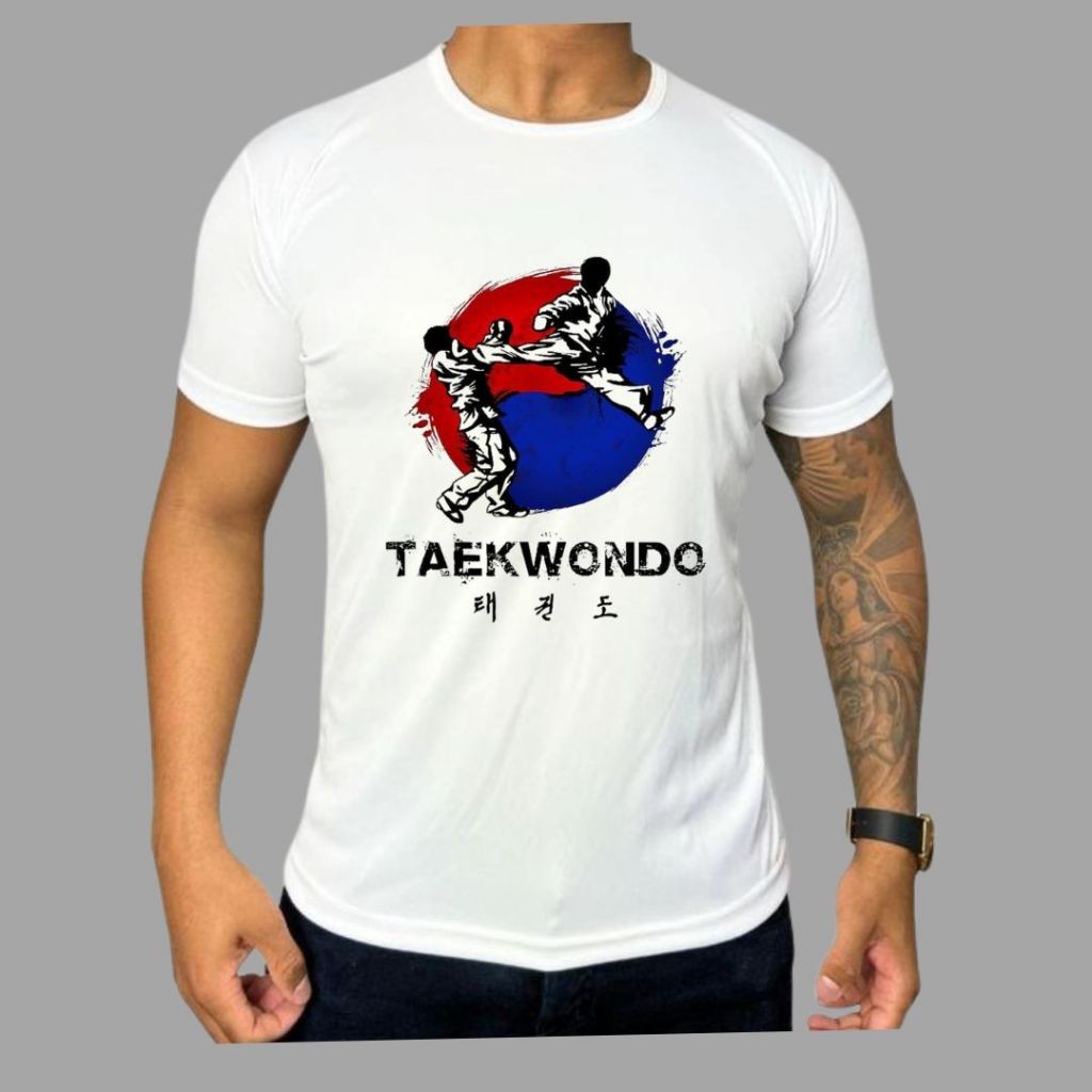 Camiseta Camisa básica camiseta  para treino academia corrida musculação personalizada luta Taekwondo masculina feminina