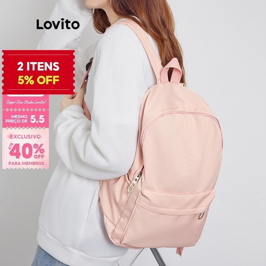 (Trendy) Lovito Preppy Plain Colorblock Pulseira De Ombro Dupla Mochilas Multi-Boqueadas L41BA05 - Women Bags