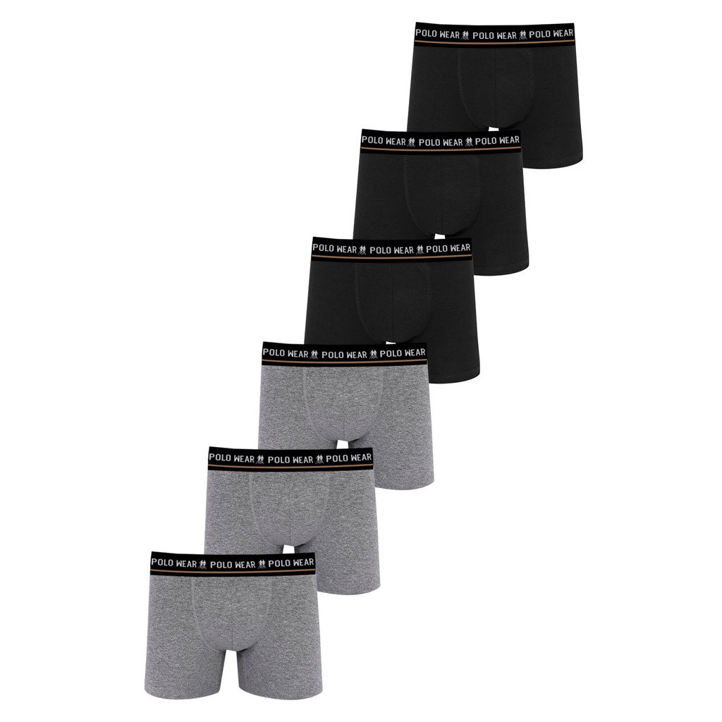 Kit 6 Cuecas Boxer Algodão Lisa Polo Wear Sortido - Men Clothes