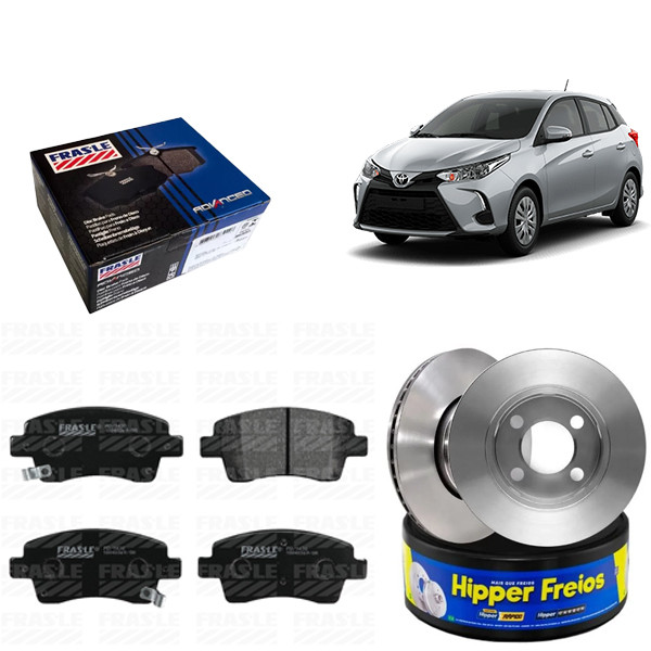 Kit Disco Freio Ventilado + Jogo Pastilha Freio ETIOS YARIS - HIPPER FREIOS / FRASLE em Oferta na Shopee