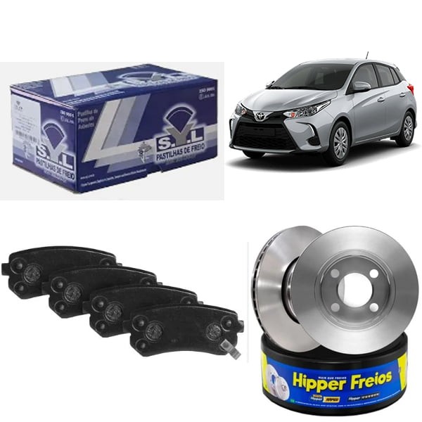 Kit Disco Freio Ventilado + Jogo Pastilha Freio ETIOS YARIS - HIPPER FREIOS / SYL em Oferta na Shopee