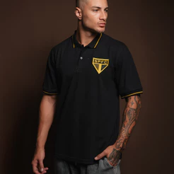 Camisa Polo São Paulo Ouro Masculina Oficial