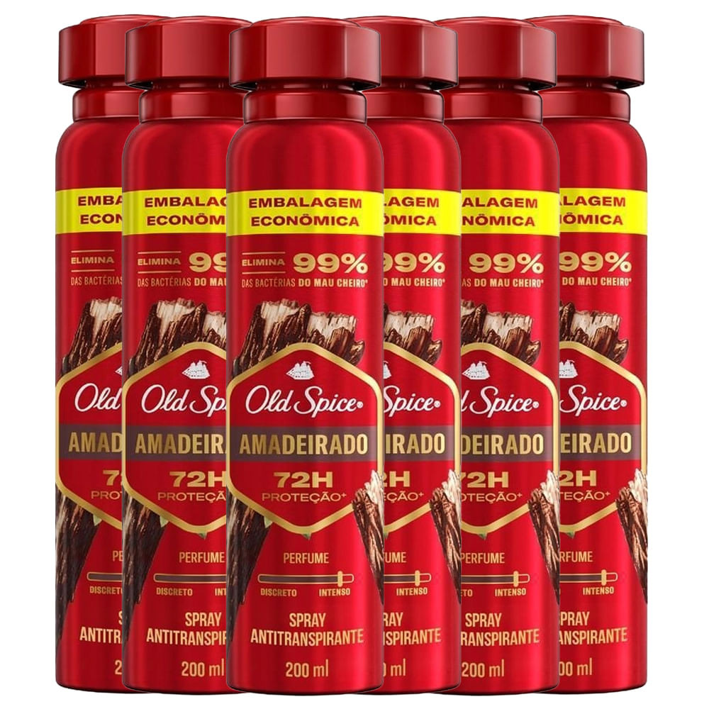 Kit Desodorante Aerosol Old Spice Amadeirado 200ml - 6 Unidades - Beauty